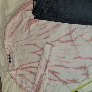 Ocean Drive light weight sweatshirt dyed mauvy pink on white size M